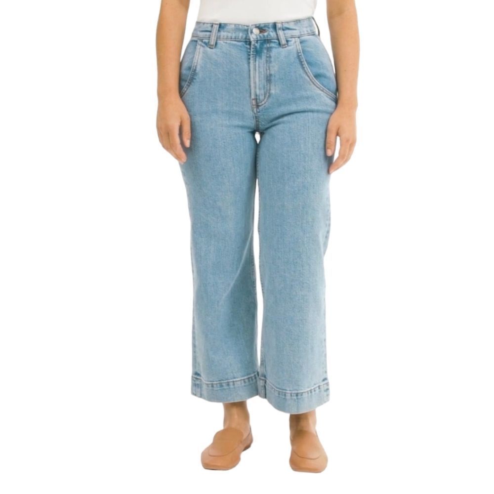 Everlane Wide Leg Crop Jean Size 29 Ankle in Light Indigo Wash